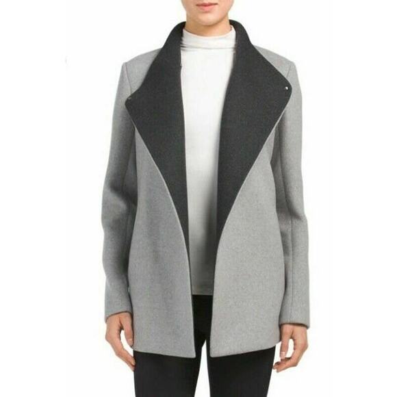 Theory Jackets & Blazers - Theory Naomo Virgin Wool-Blend Jacket in Charcoal‎ Light Heather